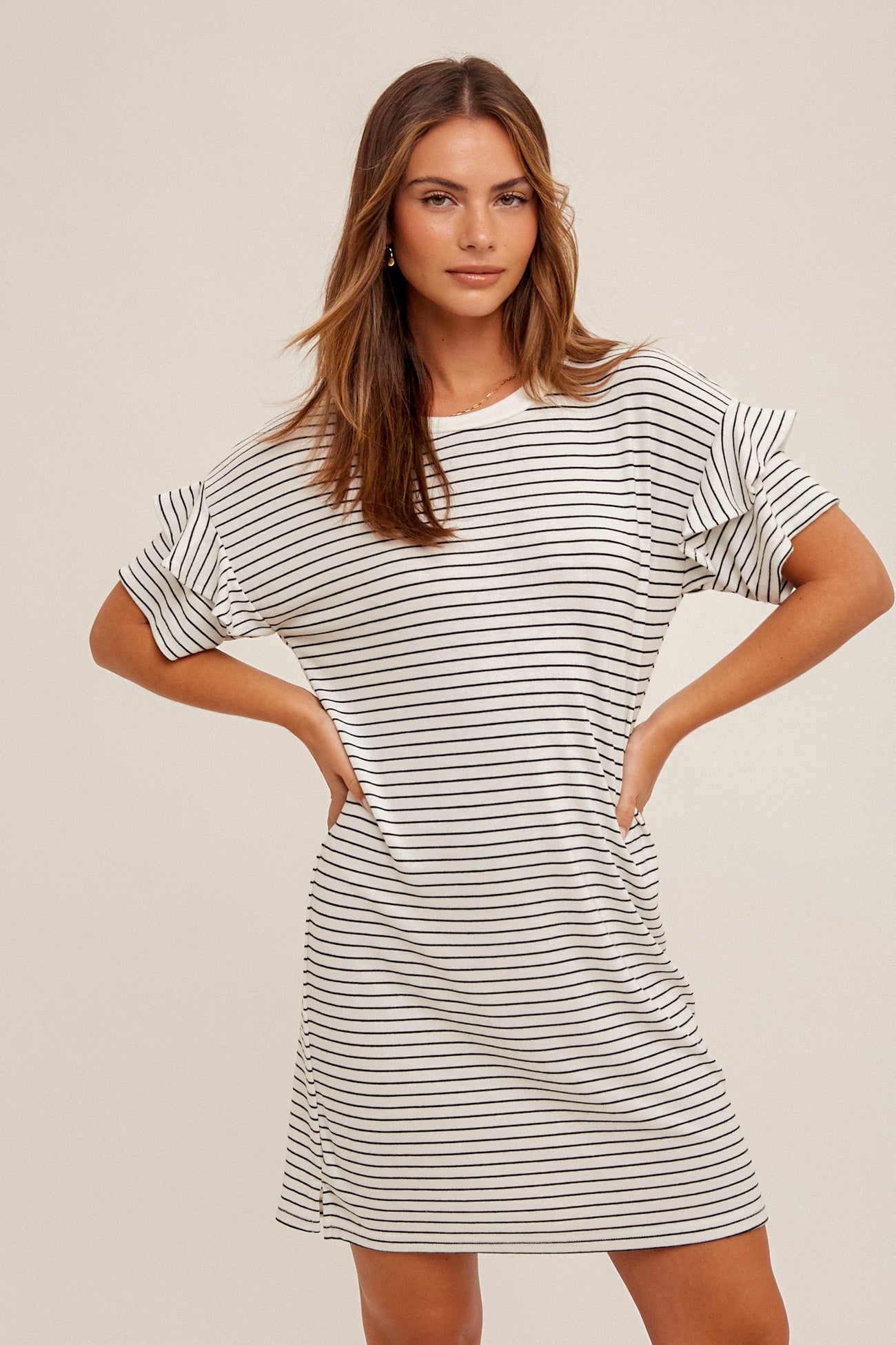 Ruffle sleeve t shirt dress on sale