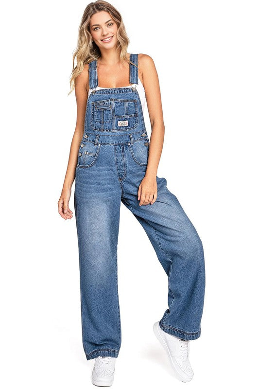 90s Retro Utility Denim Twill Overalls