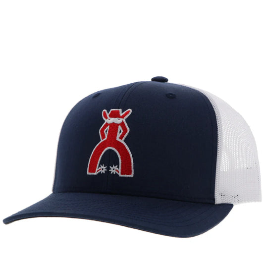 "Punchy" Hat Navy/White w/Red & White Logo