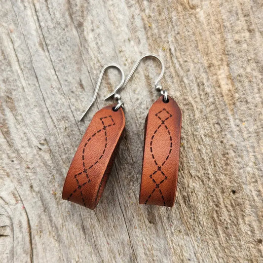 "Latigo" Handmade Genuine Leather Western Earrings