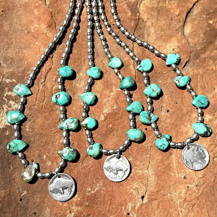 Buffalo Nickel Turquoise Choker