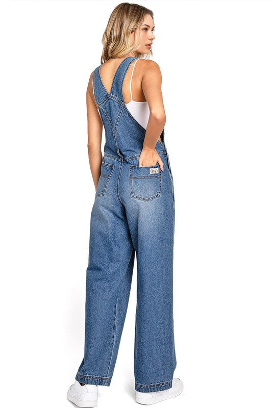 90s Retro Utility Denim Twill Overalls