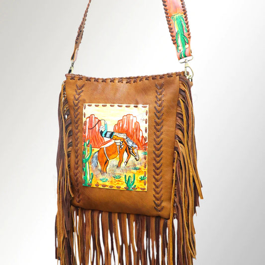 Leather Painted Buckin Horse Handbag