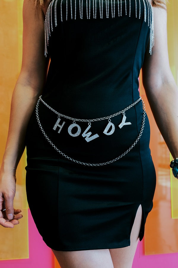 RHINESTONE CHAIN BELT HOWDY