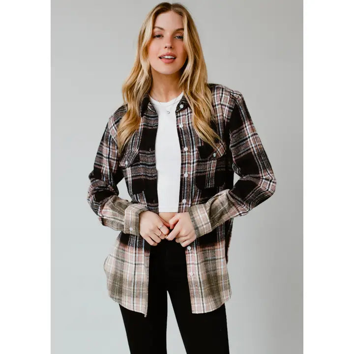 Black, Brown & White Plaid Flannel