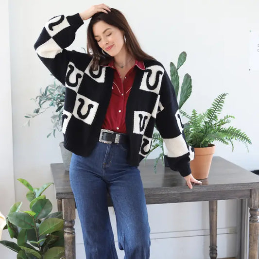 Black and White Horseshoe Cardigan