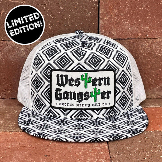 "Western Gangster" - Black/White Aztec, Snapback Cap