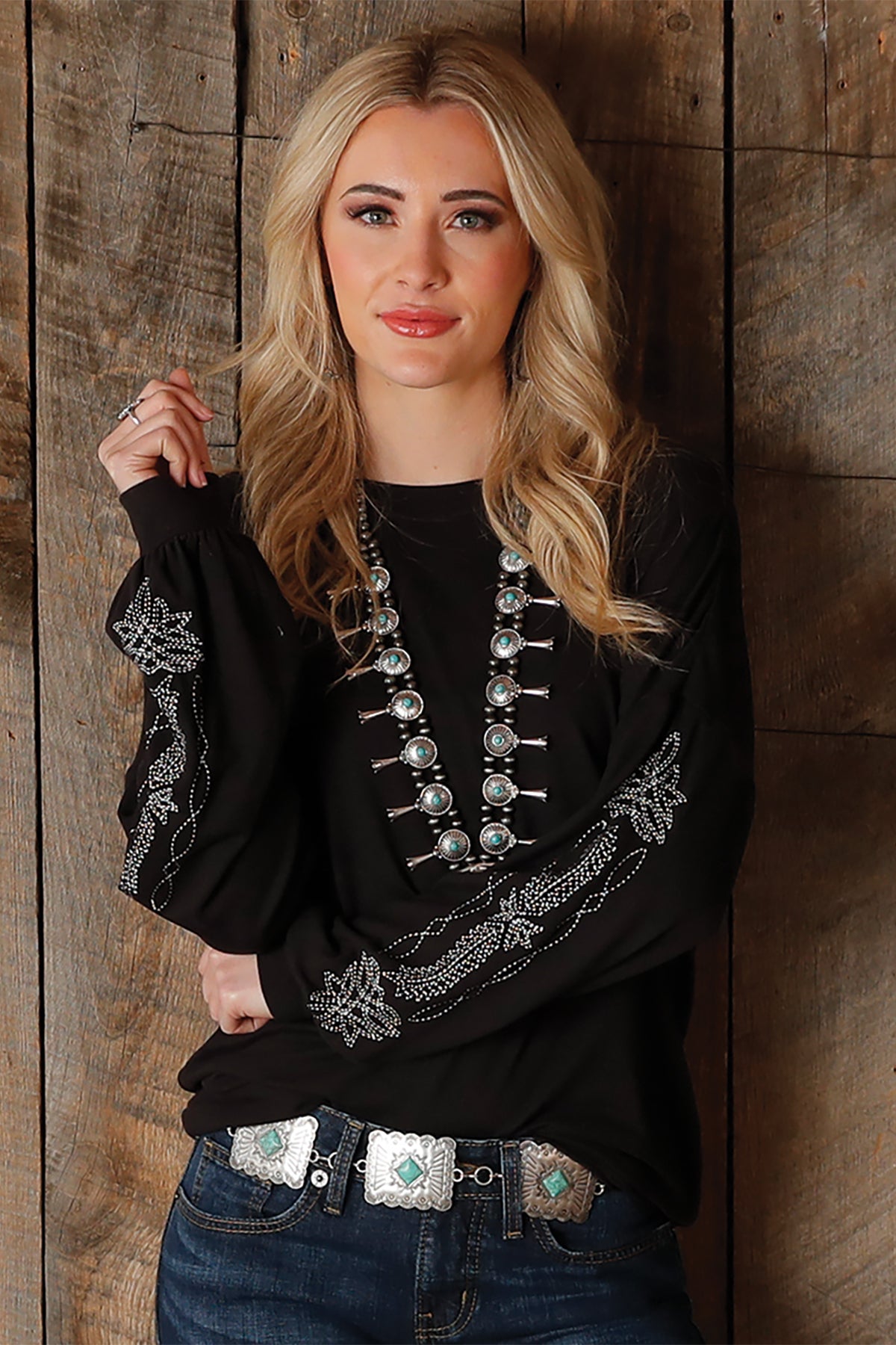 Womens Black Cinch Sweater