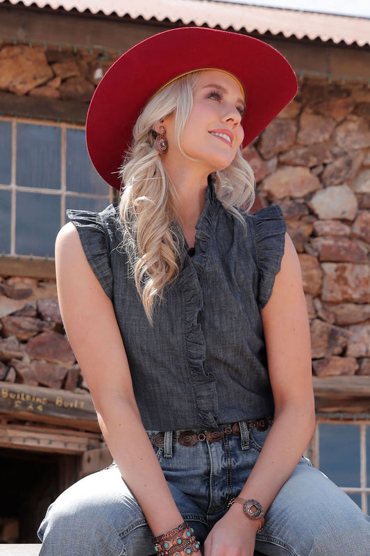 Womens S/S Chambray Denim Top