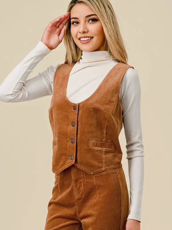 Camel Corduroy Vest