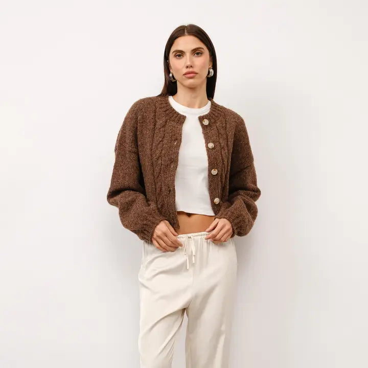 Camilla Cozy Knit Cardigan - Brown