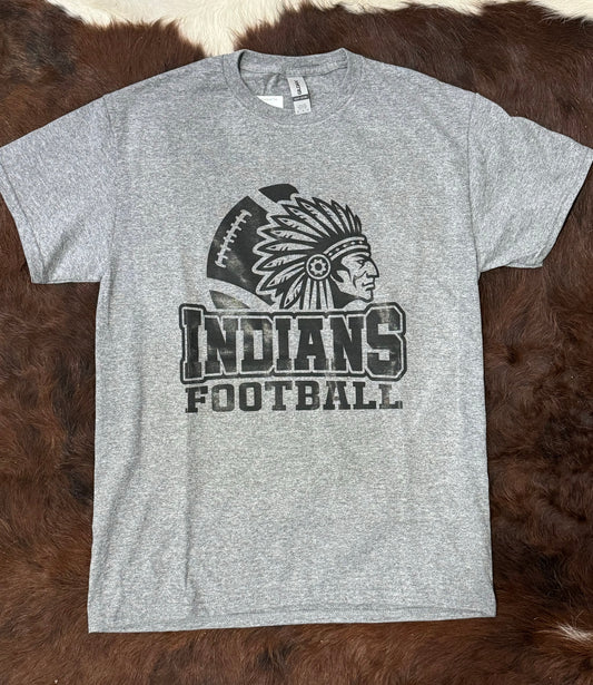 Gray Indians Football Tee