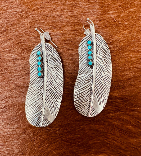 Stone Studded Feather Earring