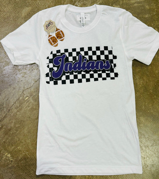 White Indian Checkered Tee