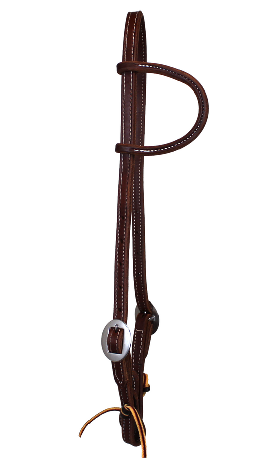 5/8" DOUBLED AND STITCHED SS BUCKLE SLIP EAR HEADSTALL (DARK OIL)