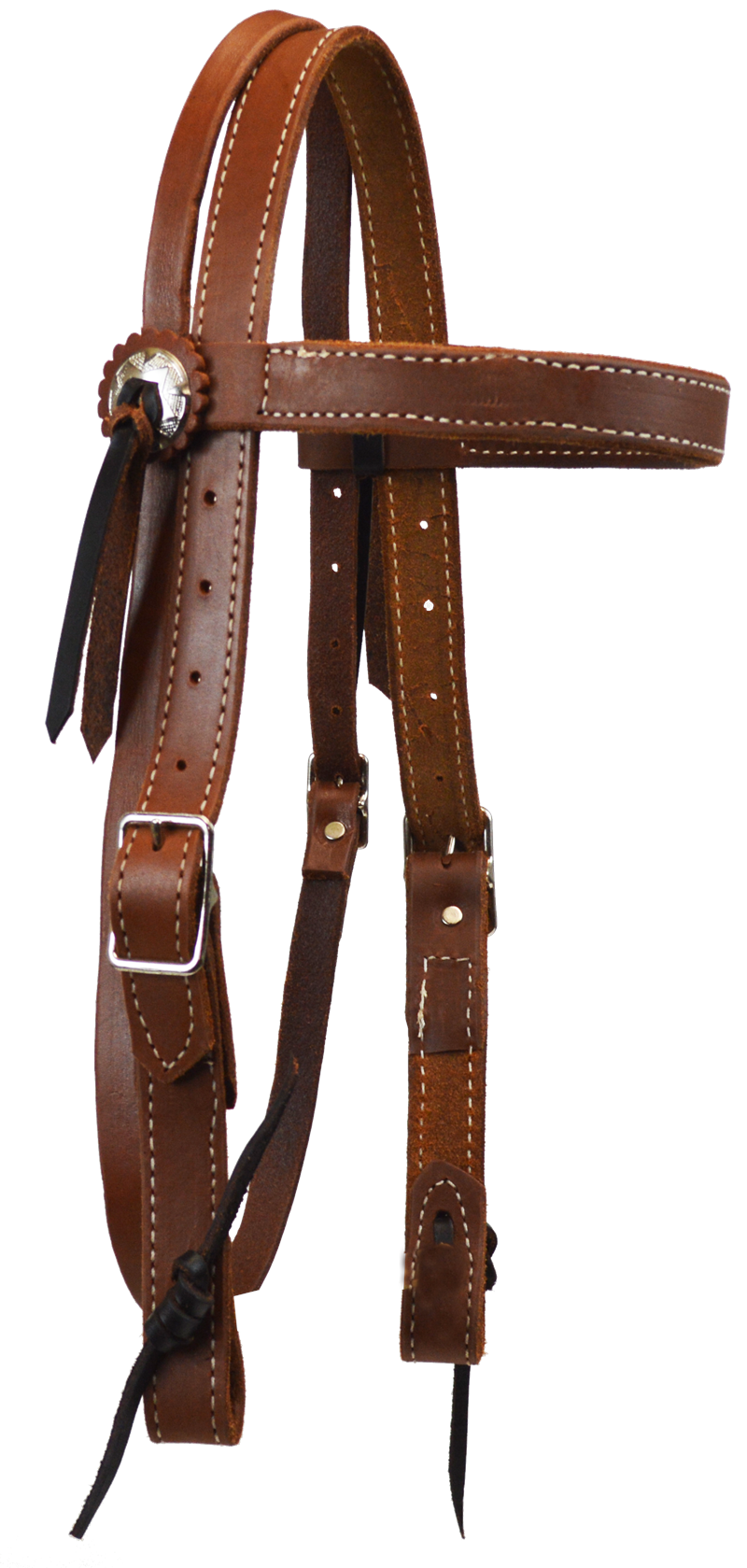 1" Doubled and Stitched Browband Headstall (Oiled)