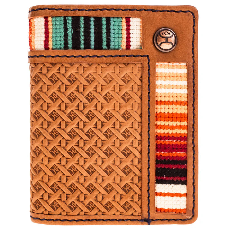 "Tarlo" Basket Weave Tan/Serape Bifold Money Clip