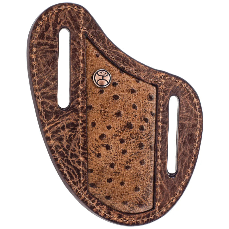 "Sawyer" Brown/Ostrich Print Pancake Knife Sheath