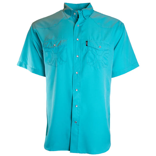 "SOL" BLUE SHORT SLEEVE PEARL SNAP SHIRT