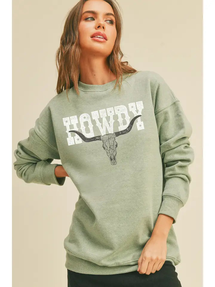 Howdy Western Cow Graphic Sweatshirt