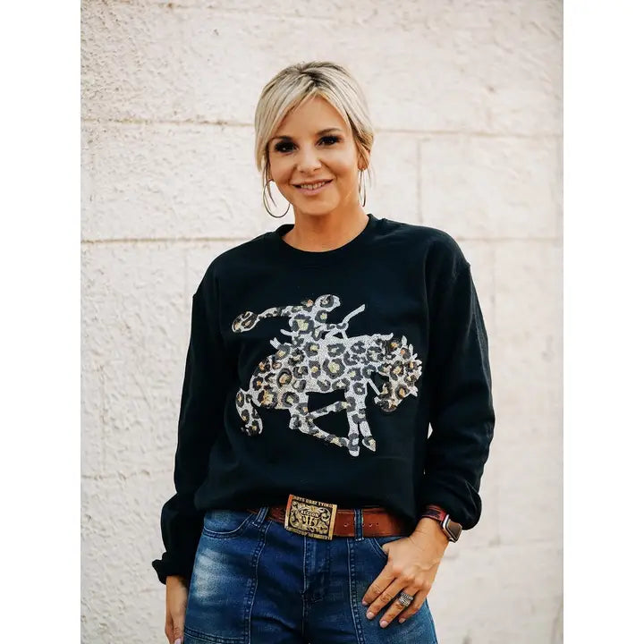 Leopard Sequin Bronc Sweatshirt