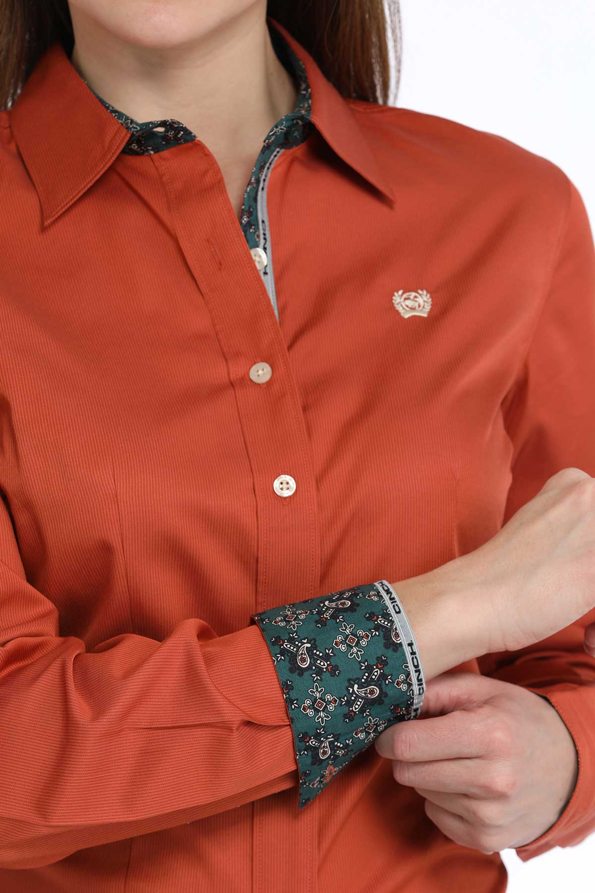 Cinch Women's Stripe Button-Down Western Shirt - Copper