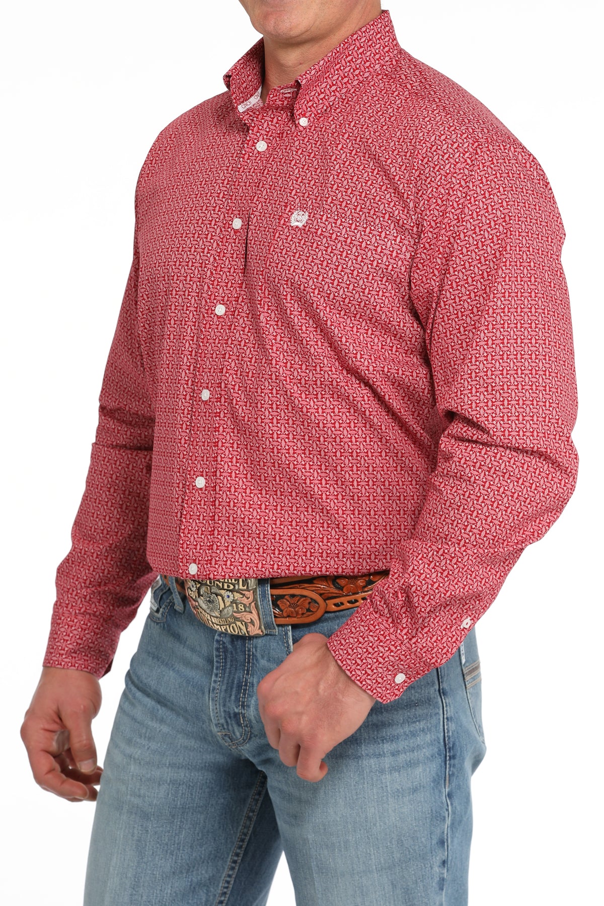 Men's Cinch Red L/S Print