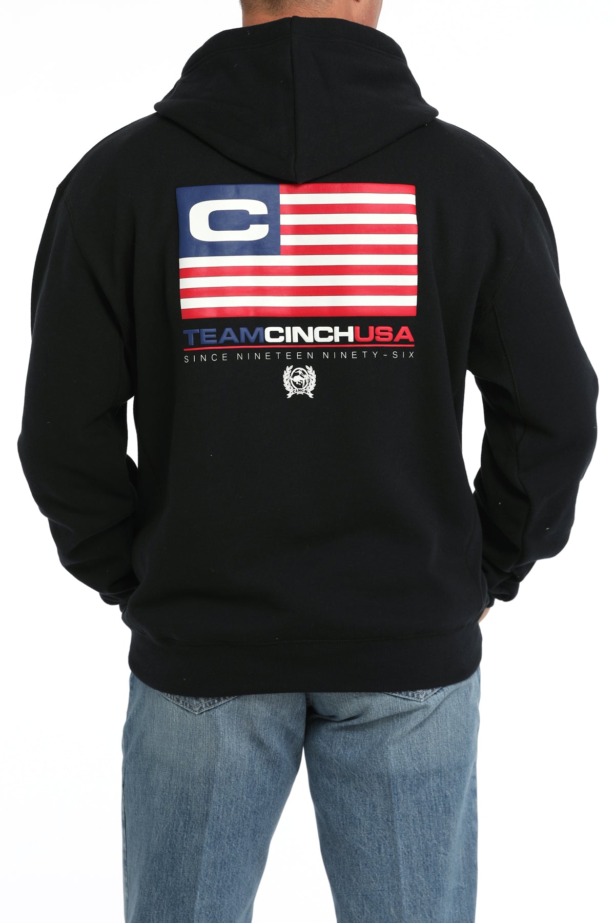 Men's Cinch Black Hoodie W/ American Flag