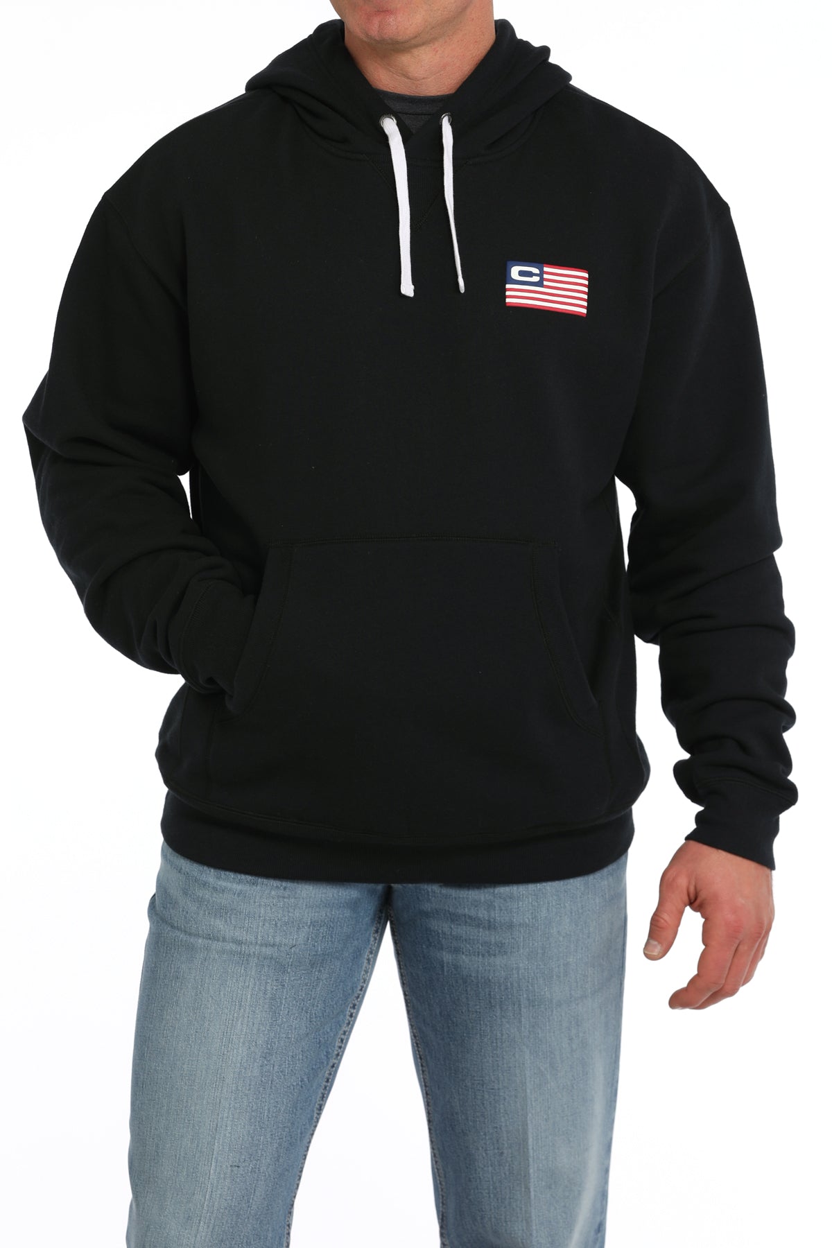 Men's Cinch Black Hoodie W/ American Flag