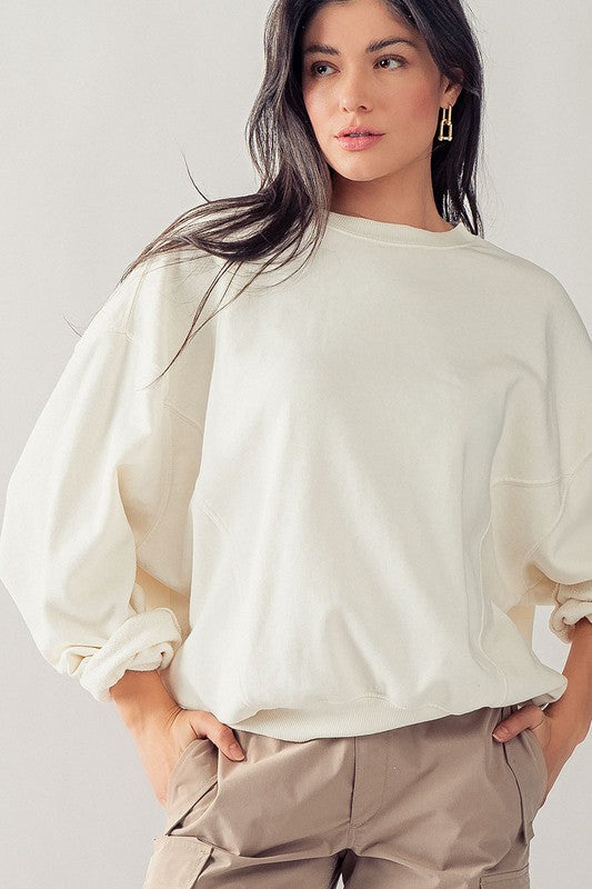 ORGANIC LAZY DAYS PIGMENT WASHED SWEATSHIRT TOP