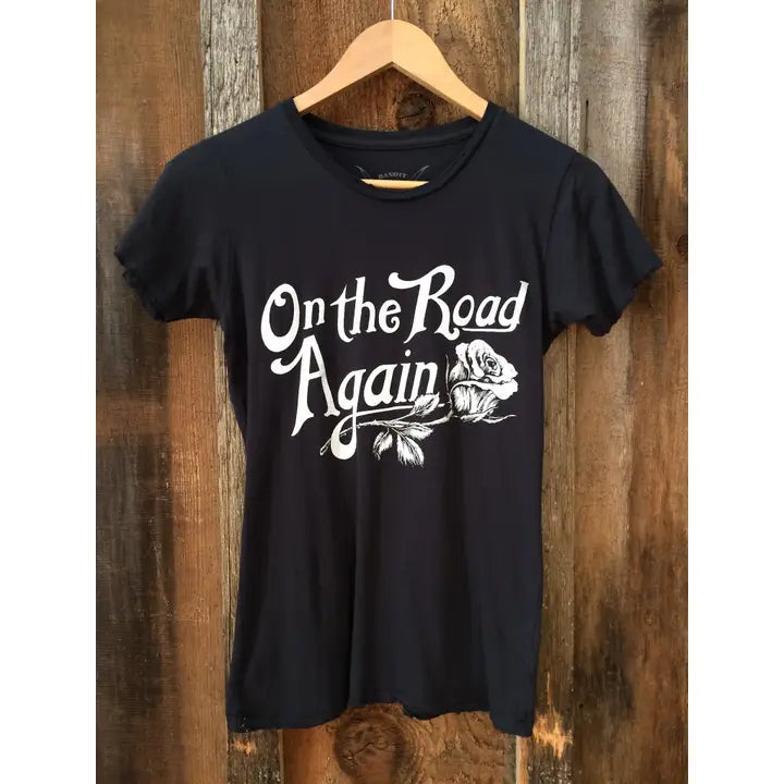 On the Road Again Women's T Shirt Black/White