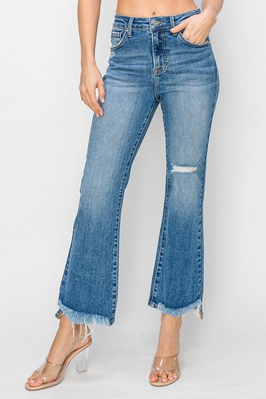 Risen High Rise Crop Flare Jean