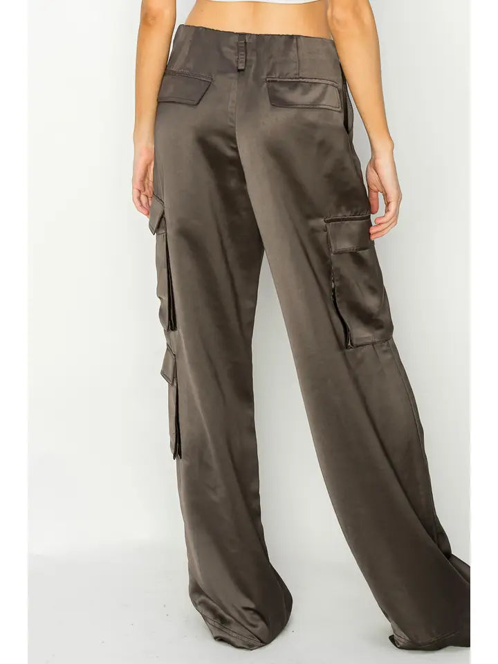 Satin Effect Cargo Pants