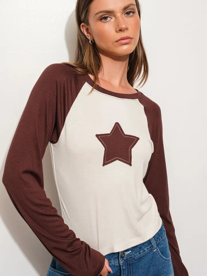 Star Patch Raglan Top