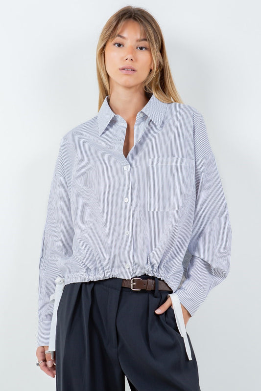 Tie Hem Detail Stripe Shirt