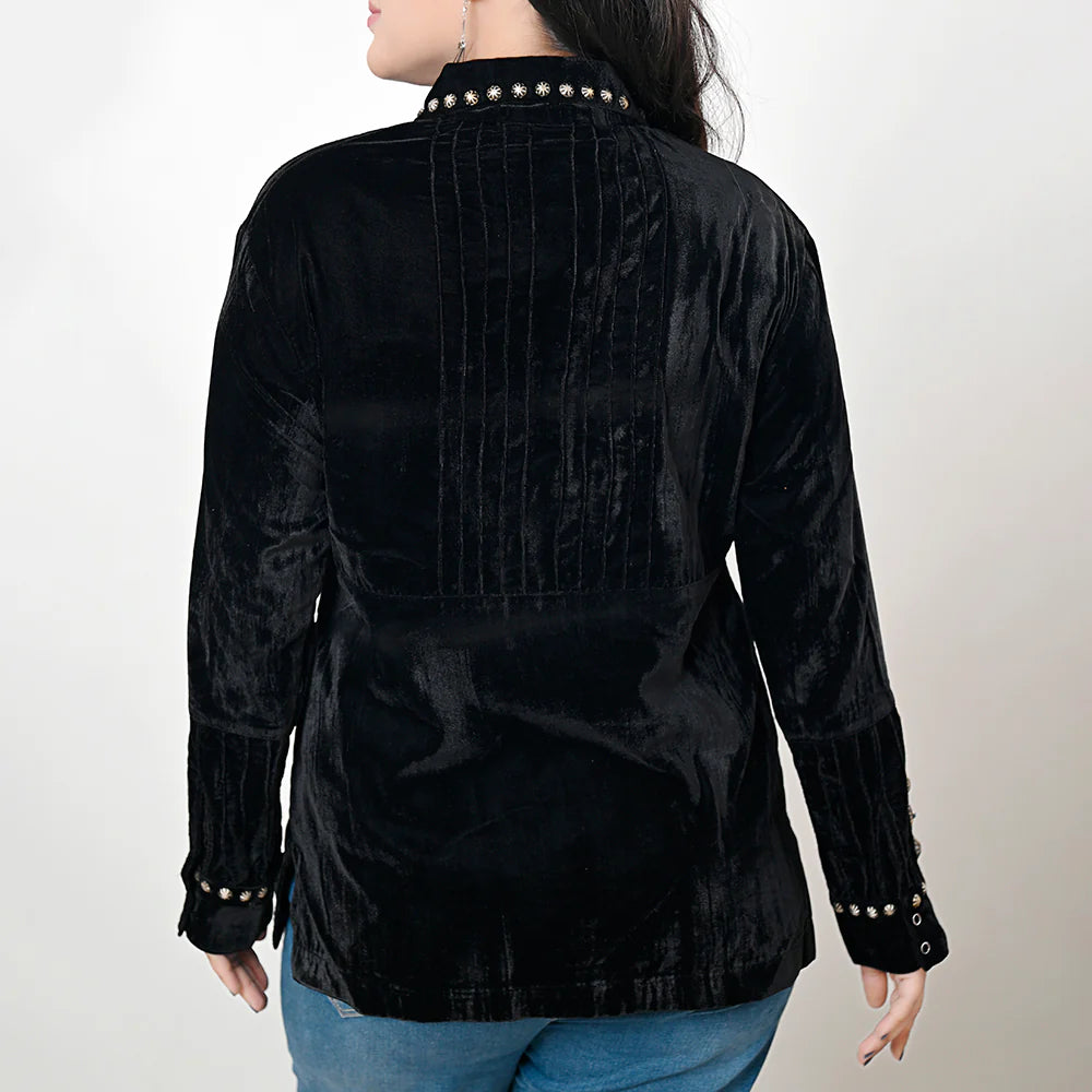 Black Velvet Womens Tunic W/ Antique Rivets and Studs