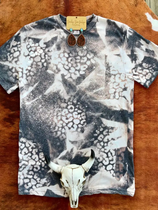 Acid Washed Leopard Stencil Tee