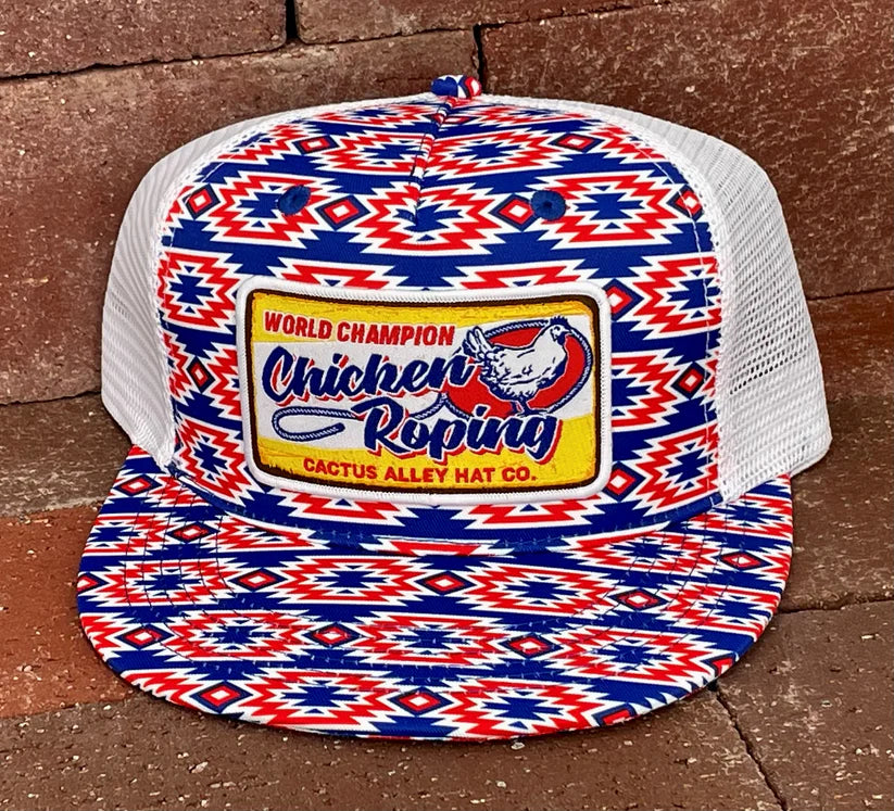 "Chicken Choking" - 'Merica Aztec/White Mesh, Snapback Cap