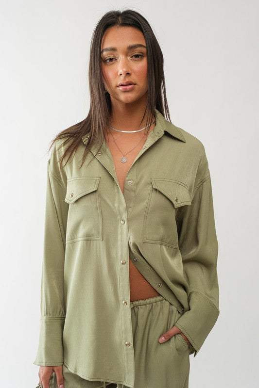 Sage Button Up Western Shirt