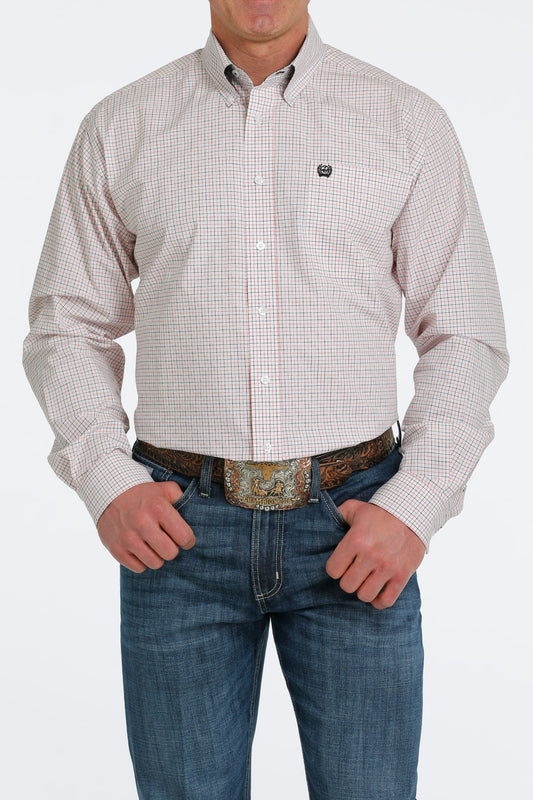 Cinch Mens L/S White Plaid